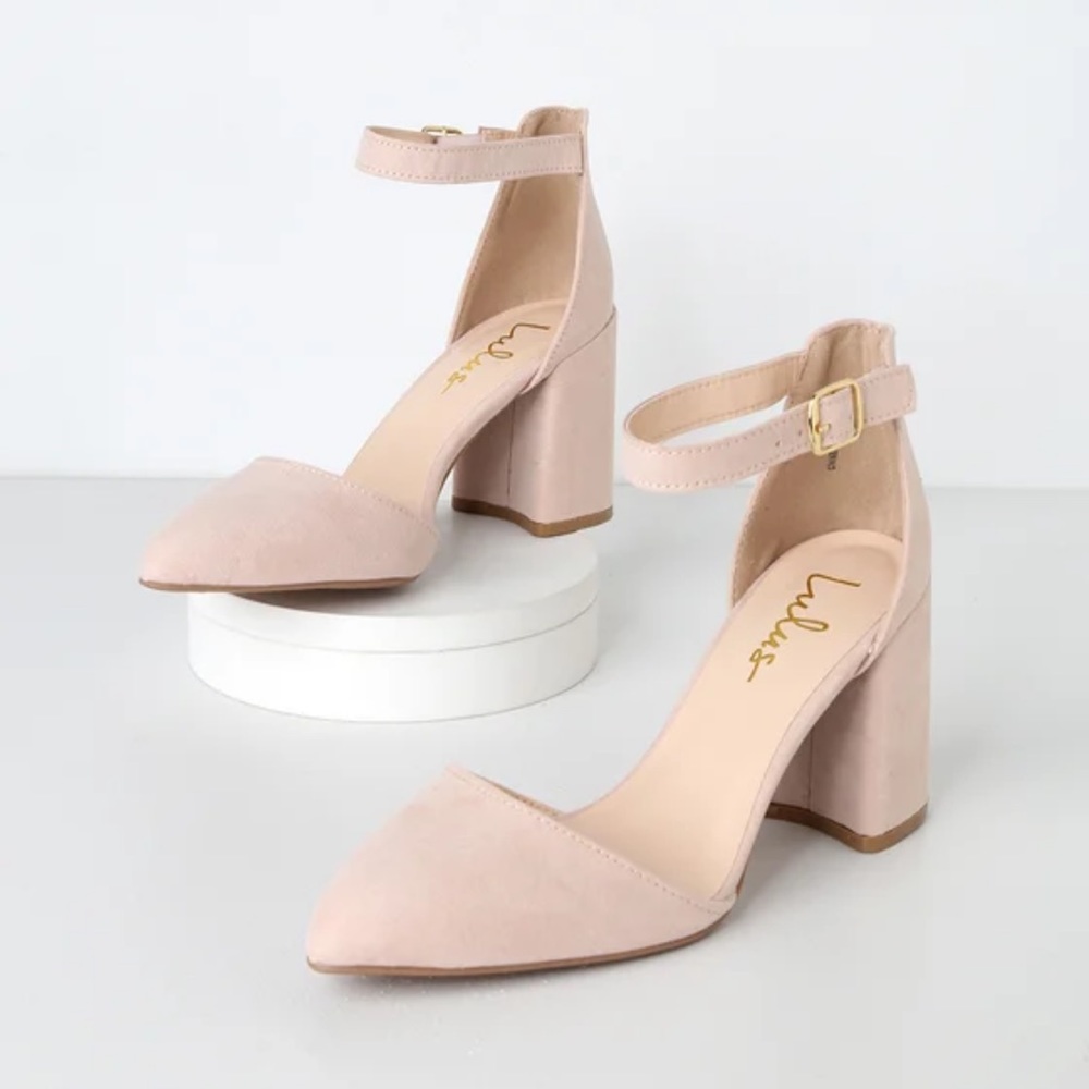 Light nude Suede Ankle Strap Heels